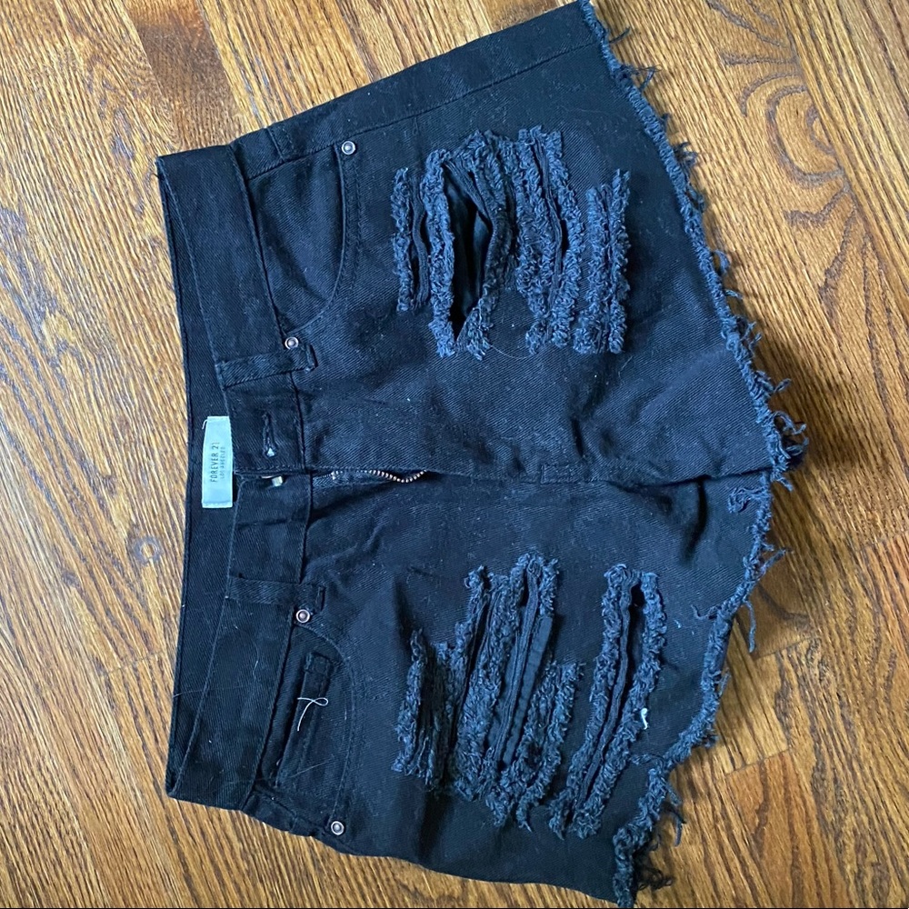 Ripped Black Shorts 28 Forever 21